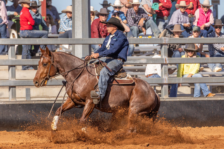 Scott Keogh down in the dirt at the 2025 Cloncurry Stockmans Challenge - credit Jo Thieme Photography
