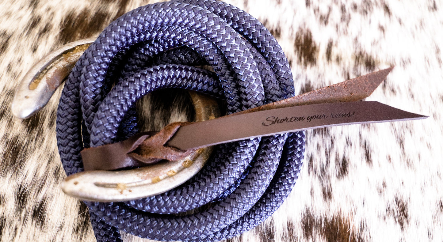 Custom engraved leather rein/lead rope poppers