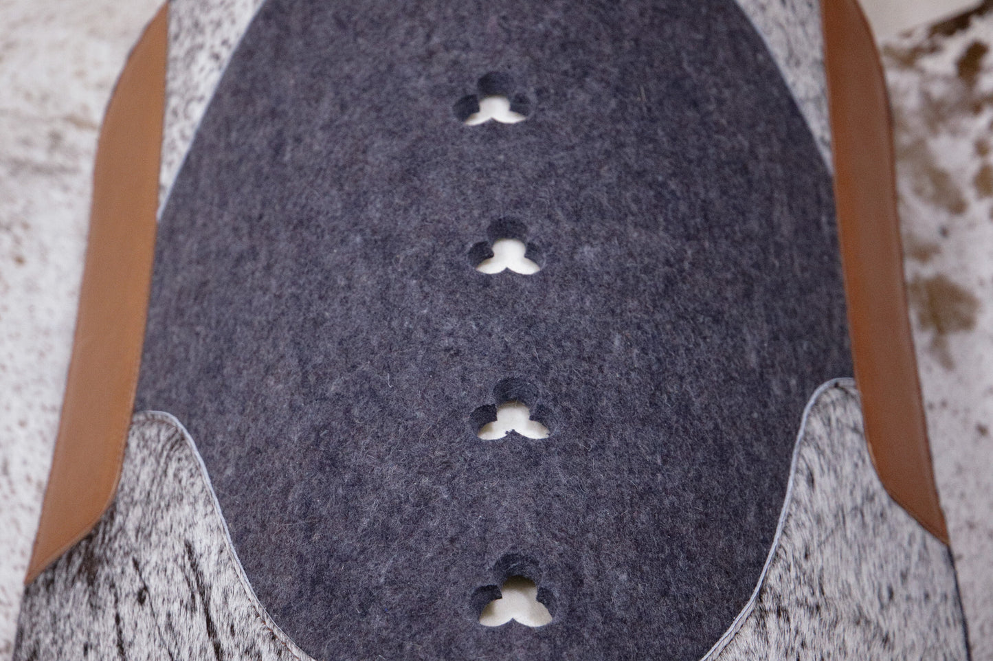 Hair on hide 100% natural, wool felt pad - 13mm felt - choice of hides and felt colour