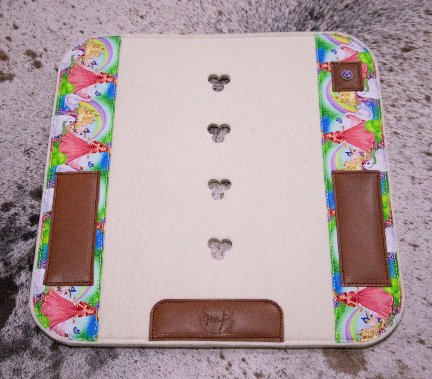 MADE TO ORDER Tiny Tots 'Barney' 100% natural, wool felt saddle pad - custom fabric and stamping