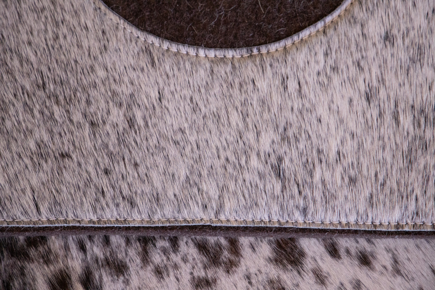 Hair on hide contoured spine, shaped fender pad - 13mm or 18mm felt - choice of hides and felt colour