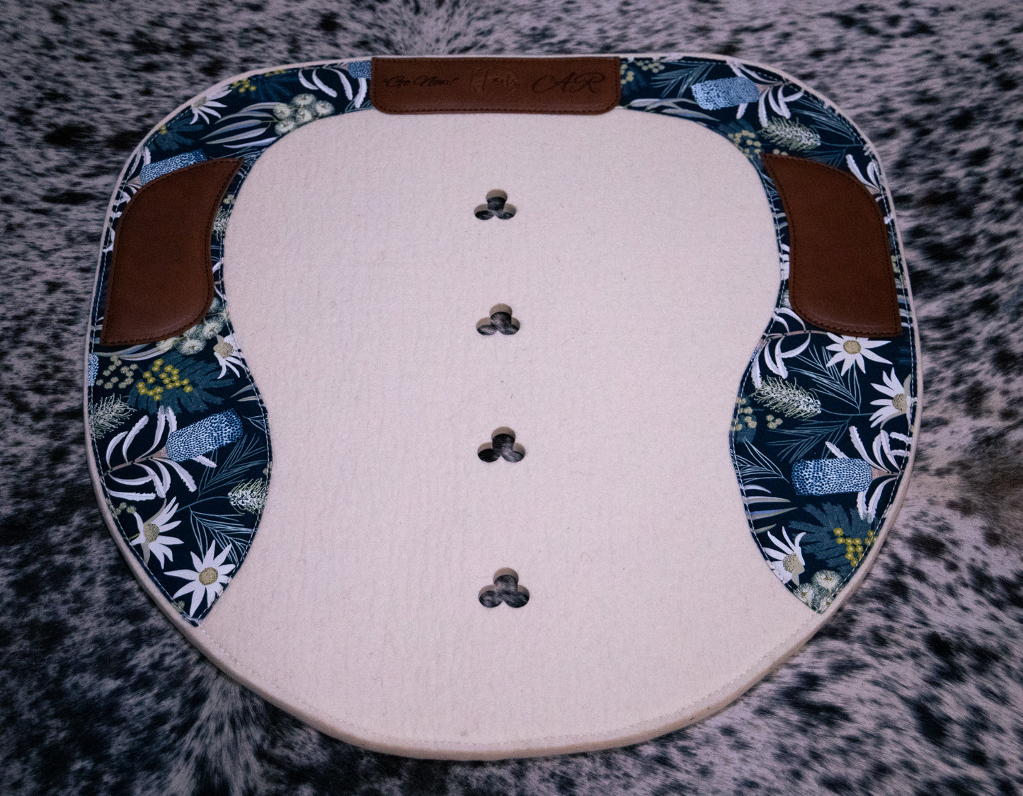 WOOL FELT 'SHAPED FENDER' PAD : 13mm : STRAIGHT SPINE WITH CLOVER CUTOUTS - choice of felt and fabrics