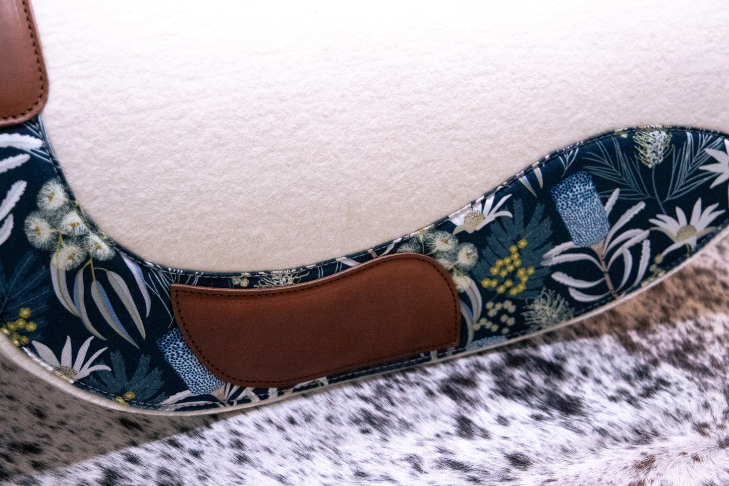 WOOL FELT 'SHAPED FENDER' PAD : 13mm : STRAIGHT SPINE WITH CLOVER CUTOUTS - choice of felt and fabrics