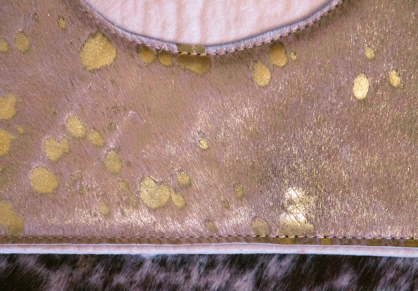 Gold metallic shimmer hair on hide - can be customised with your name/initials or brand