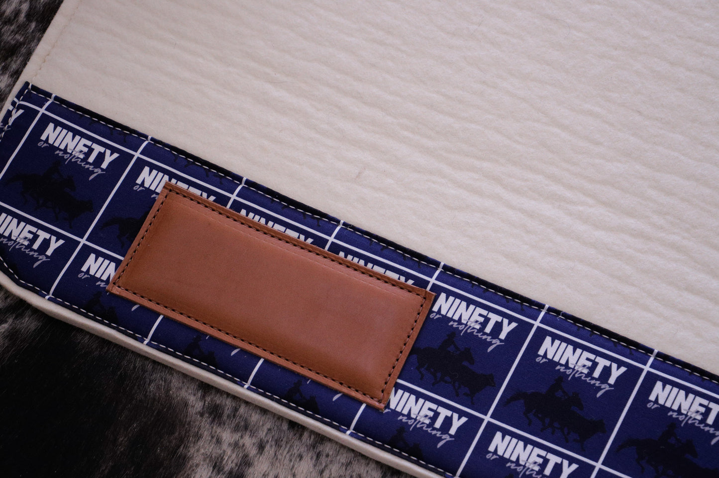READY MADE 'NINETY OR NOTHING' cream wool felt and tan leather