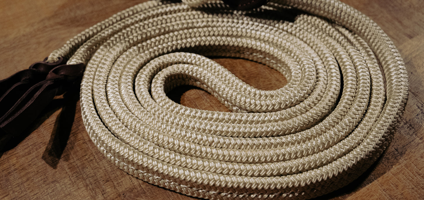 Flat sewn rope reins - QUICK CHANGE BUCKLES OR WATER LOOPS AND TIES