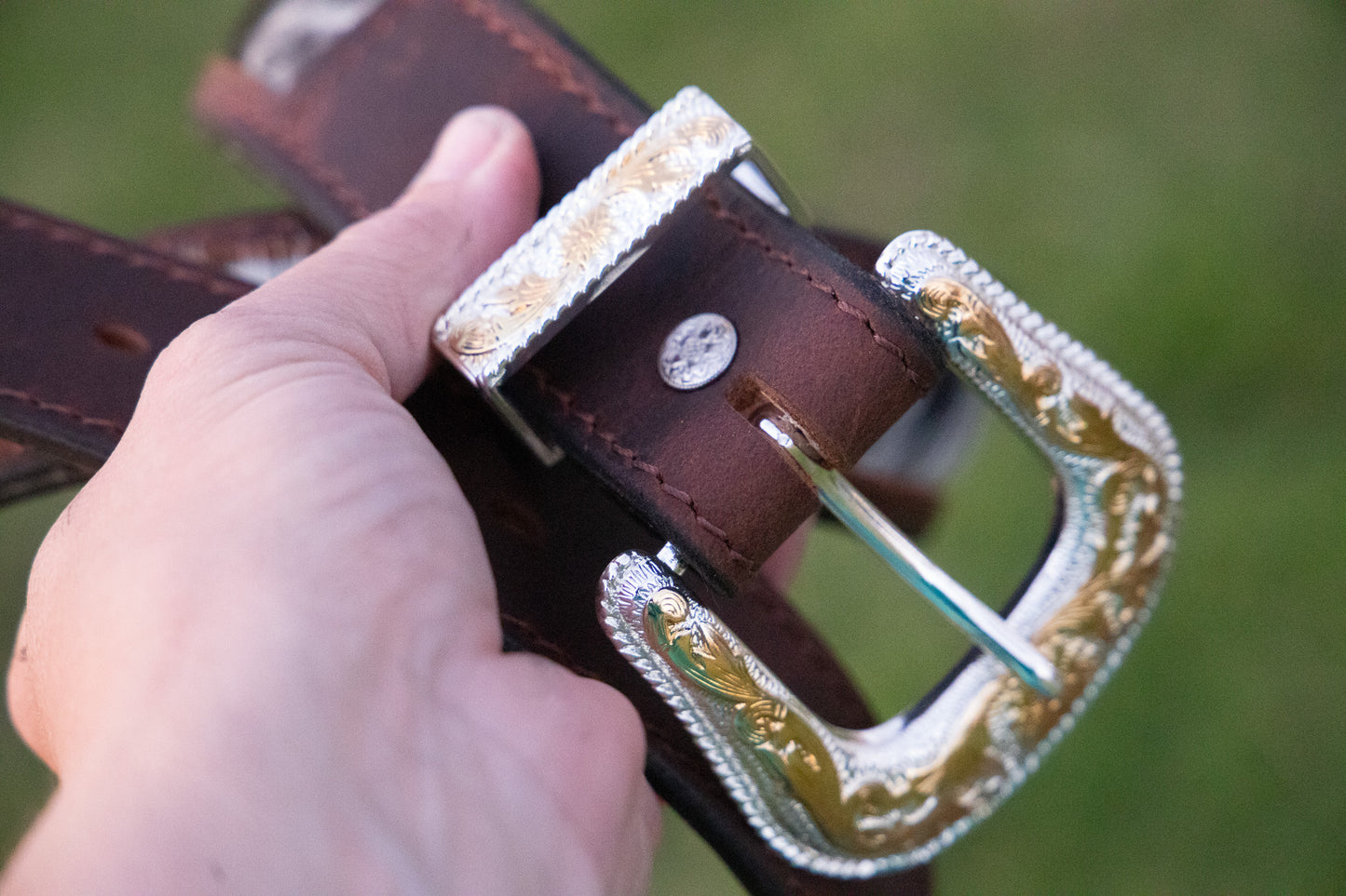 Waxed buffalo belts - Hair on hide inlay and lined - choice of buckles