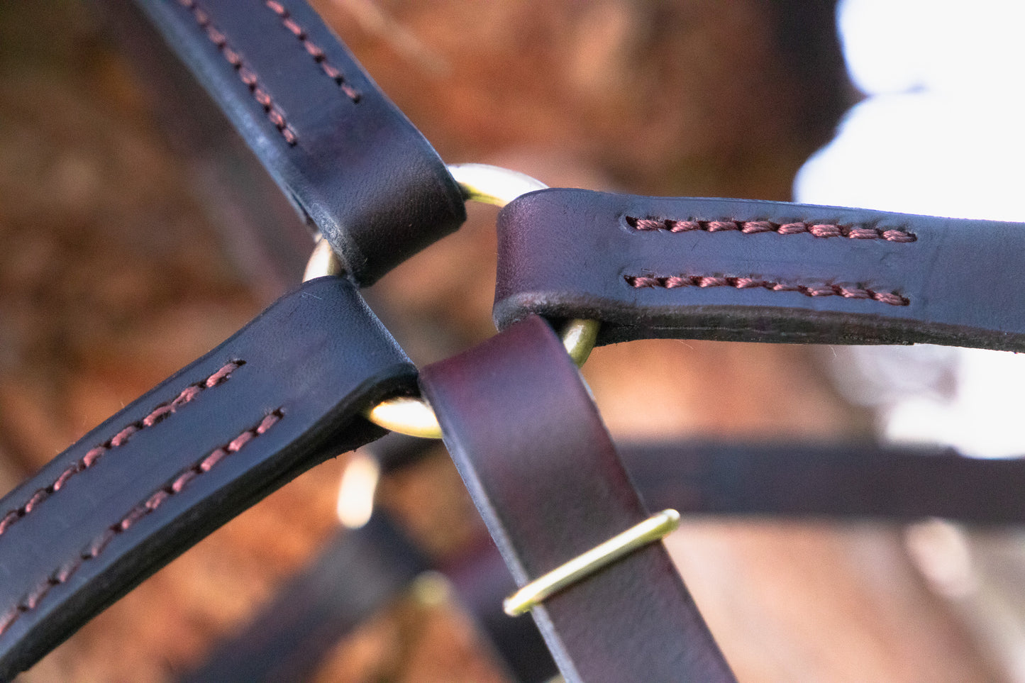 Handmade leather cob-full barcoo bridle with concho and buck stitch brow