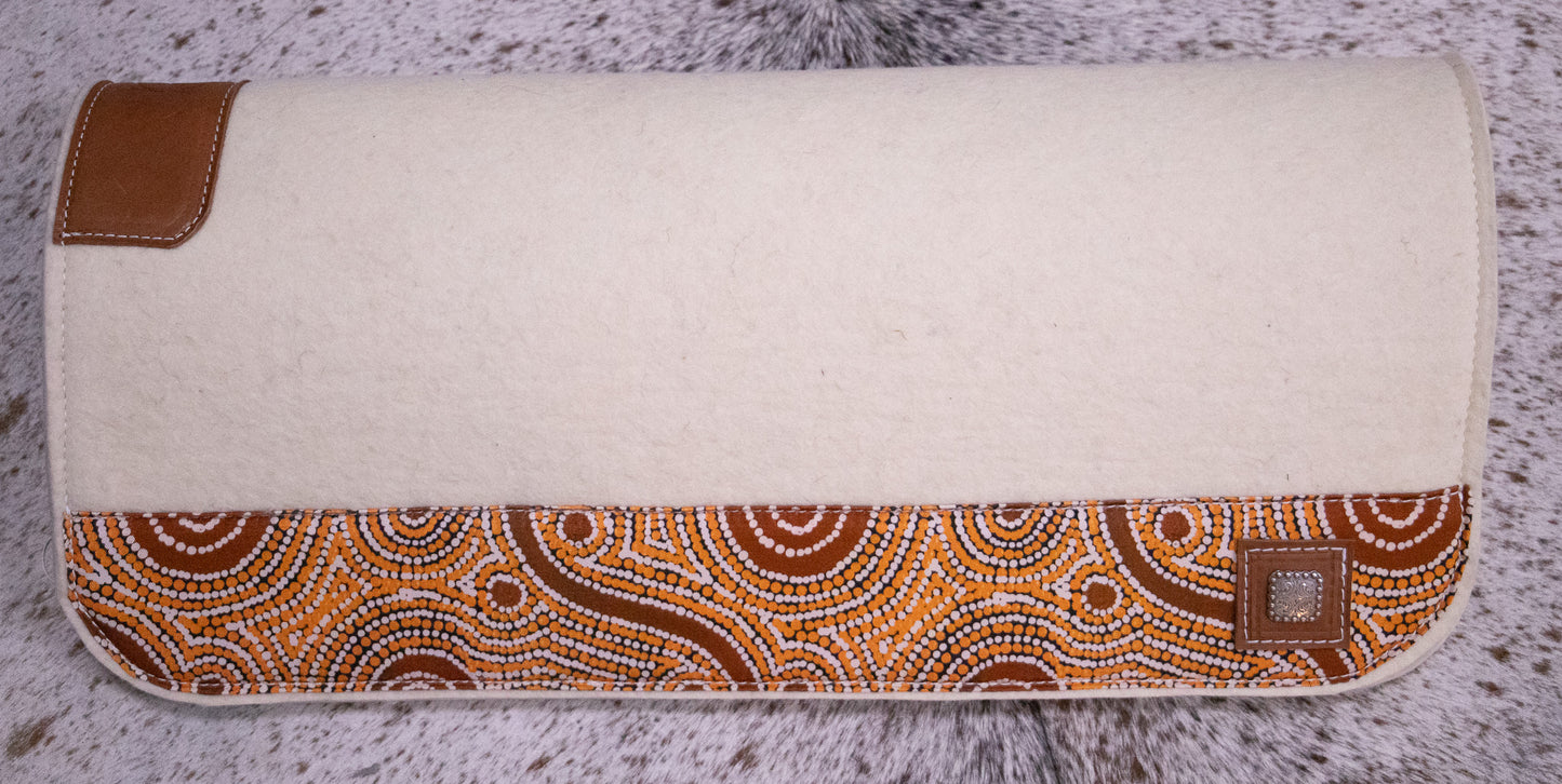 READY MADE - 100% natural, wool felt pad - Warlukurlangu Goanna Dreaming