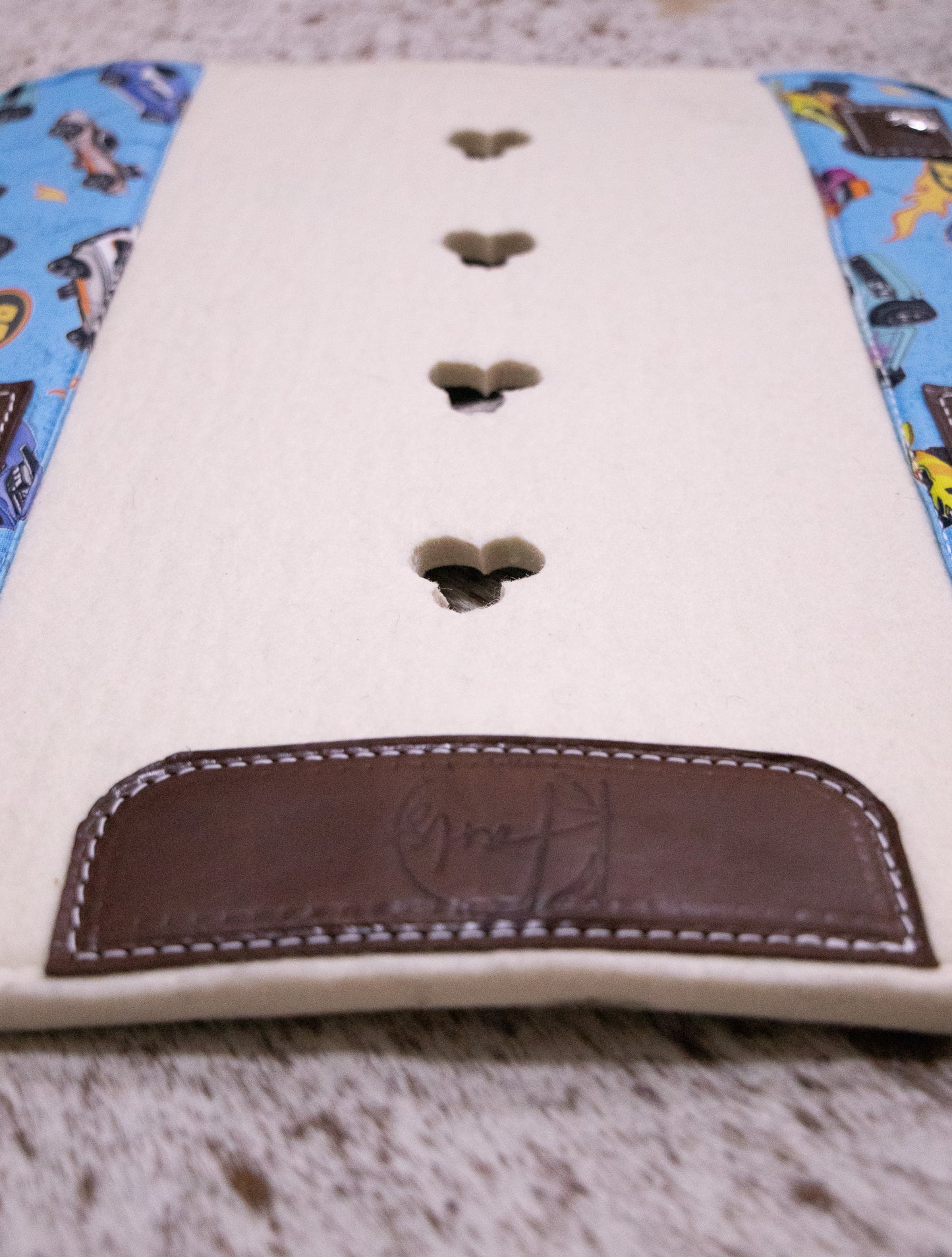 MADE TO ORDER Tiny Tots 'Barney' 100% natural, wool felt saddle pad - custom fabric and stamping