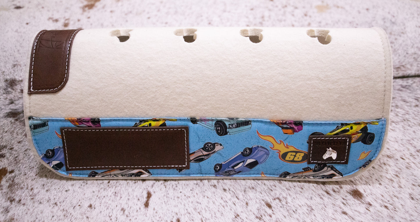 MADE TO ORDER Tiny Tots 'Barney' 100% natural, wool felt saddle pad - custom fabric and stamping