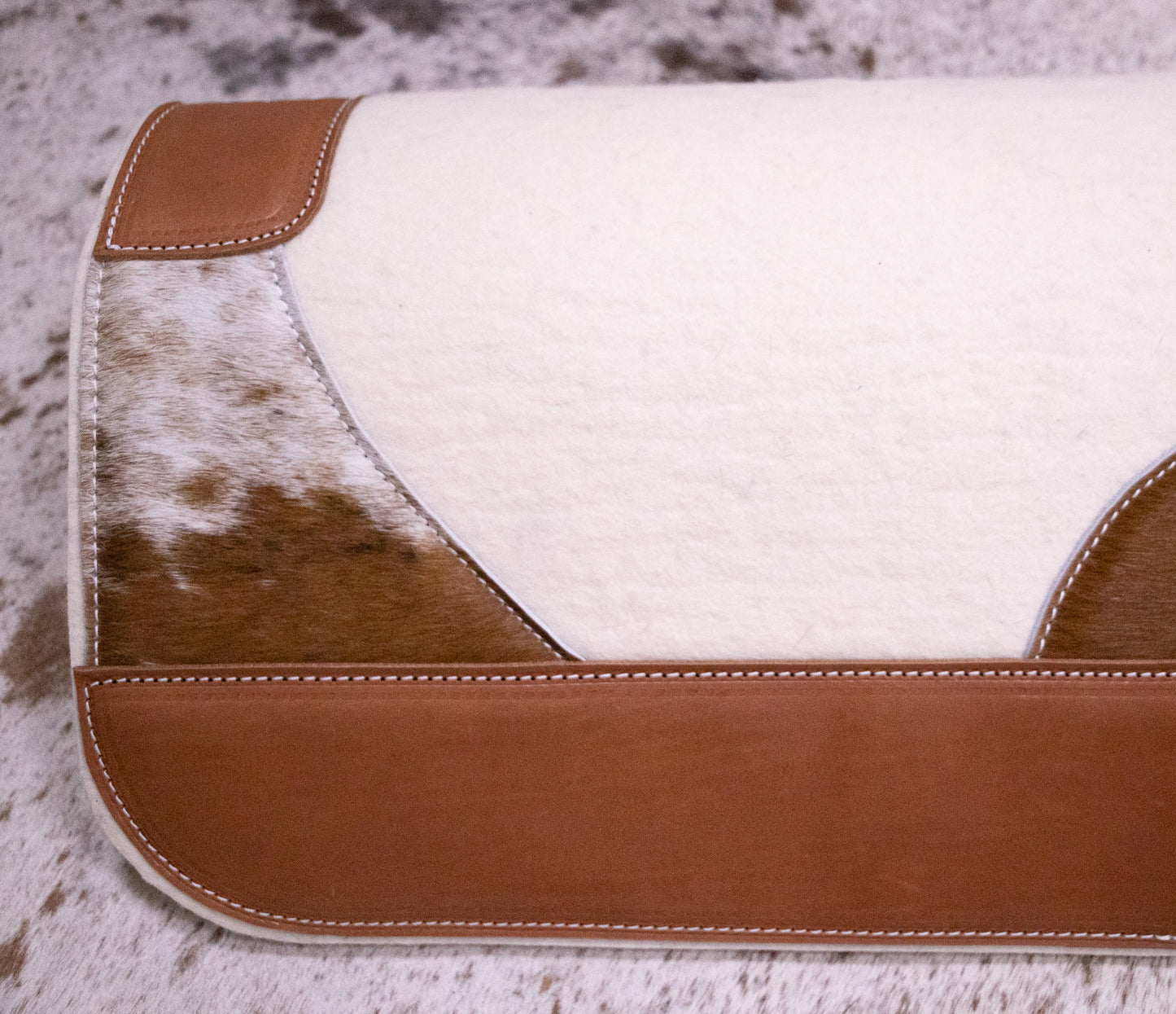 Hair on hide 100% natural, wool felt pad - 13mm felt - choice of hides and felt colour