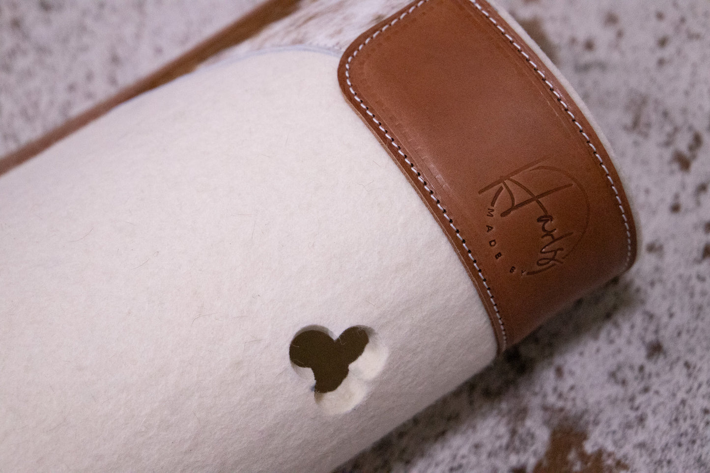 Hair on hide 100% natural, wool felt pad - 13mm felt - choice of hides and felt colour