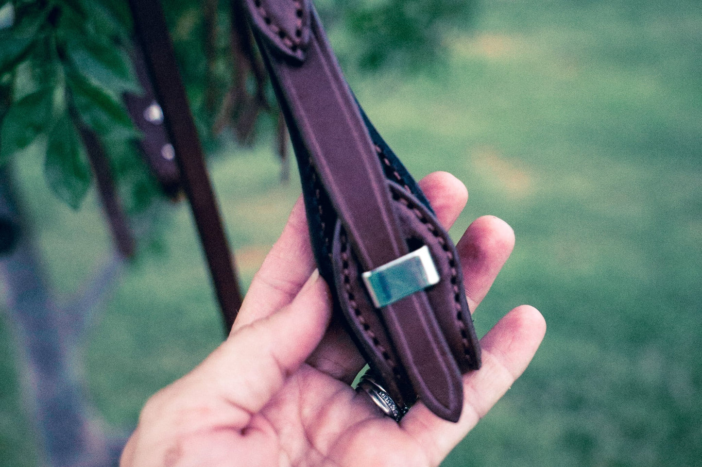 Handmade leather bridle - Quick change, stainless cart buckles, straight browband