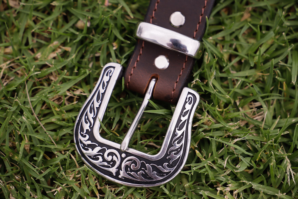 WAXED BUFFALO AND CONCHO BELT