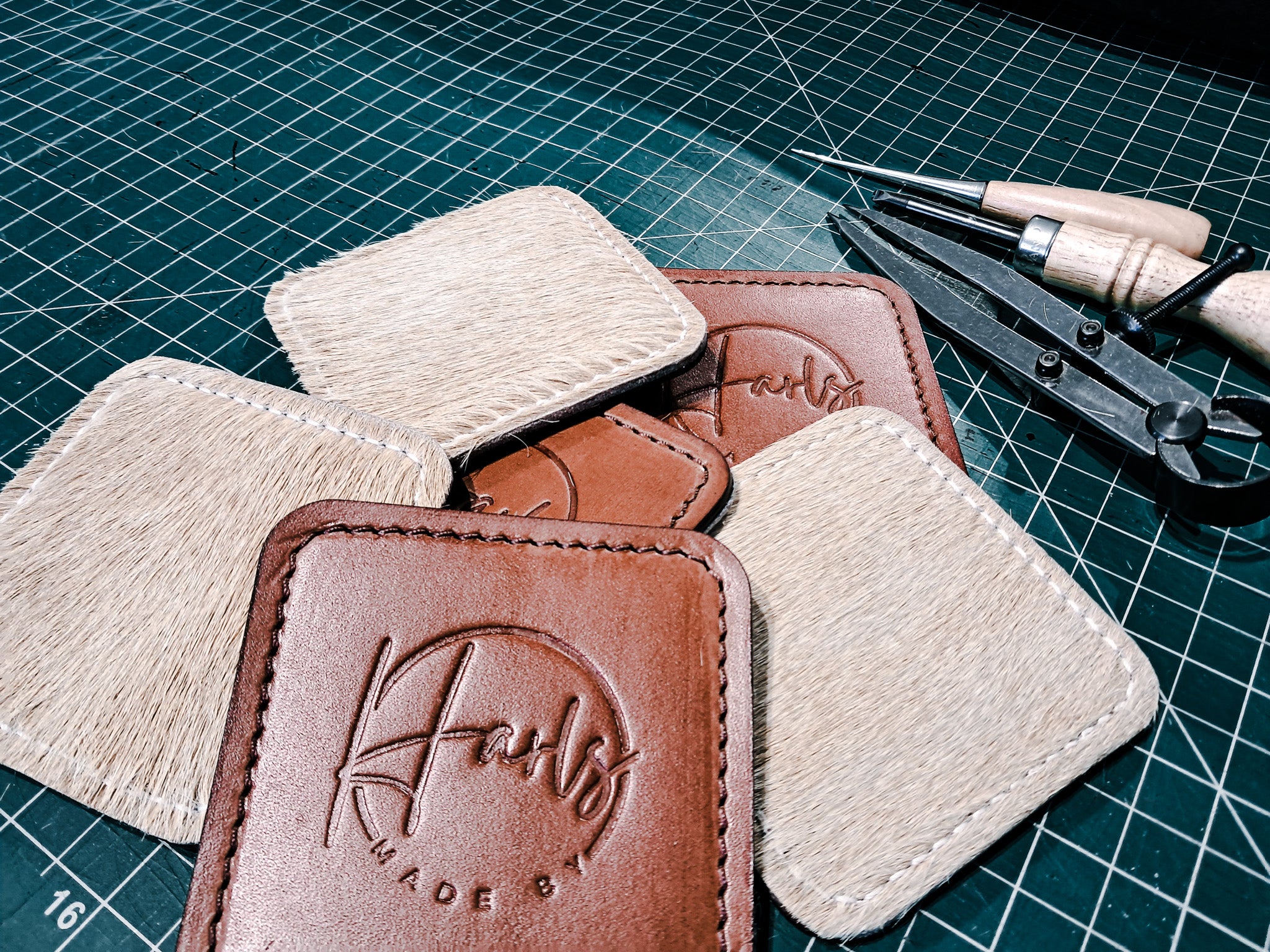 Hair on hide drink coasters - set of 6