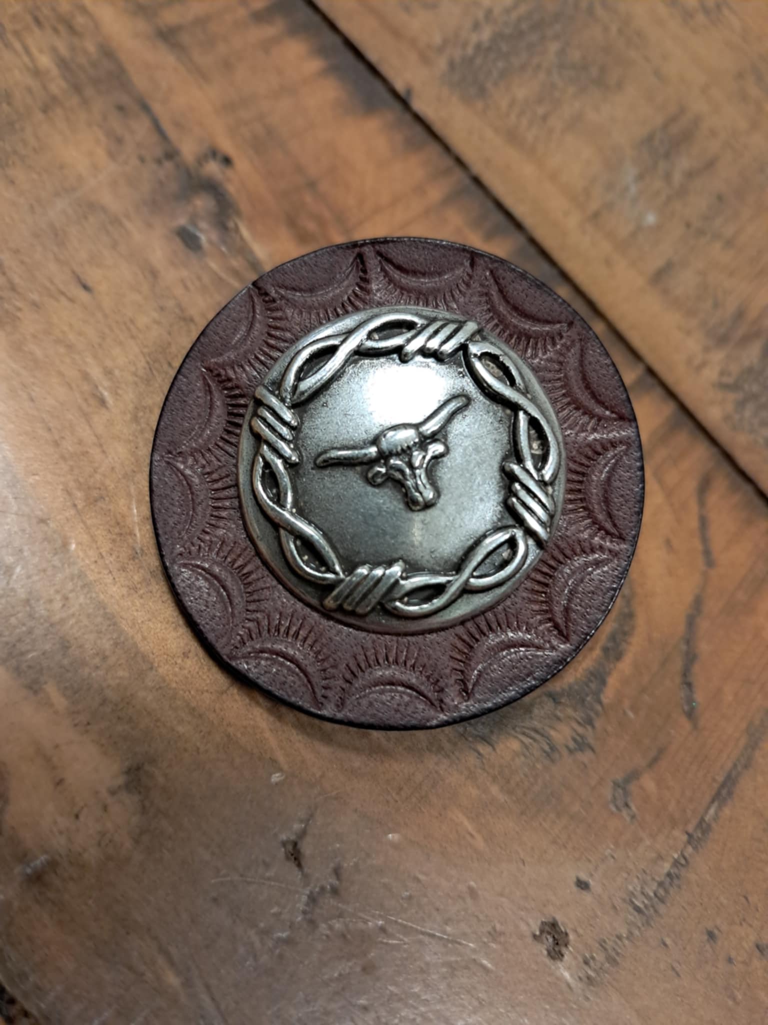 Concho & leather hair band