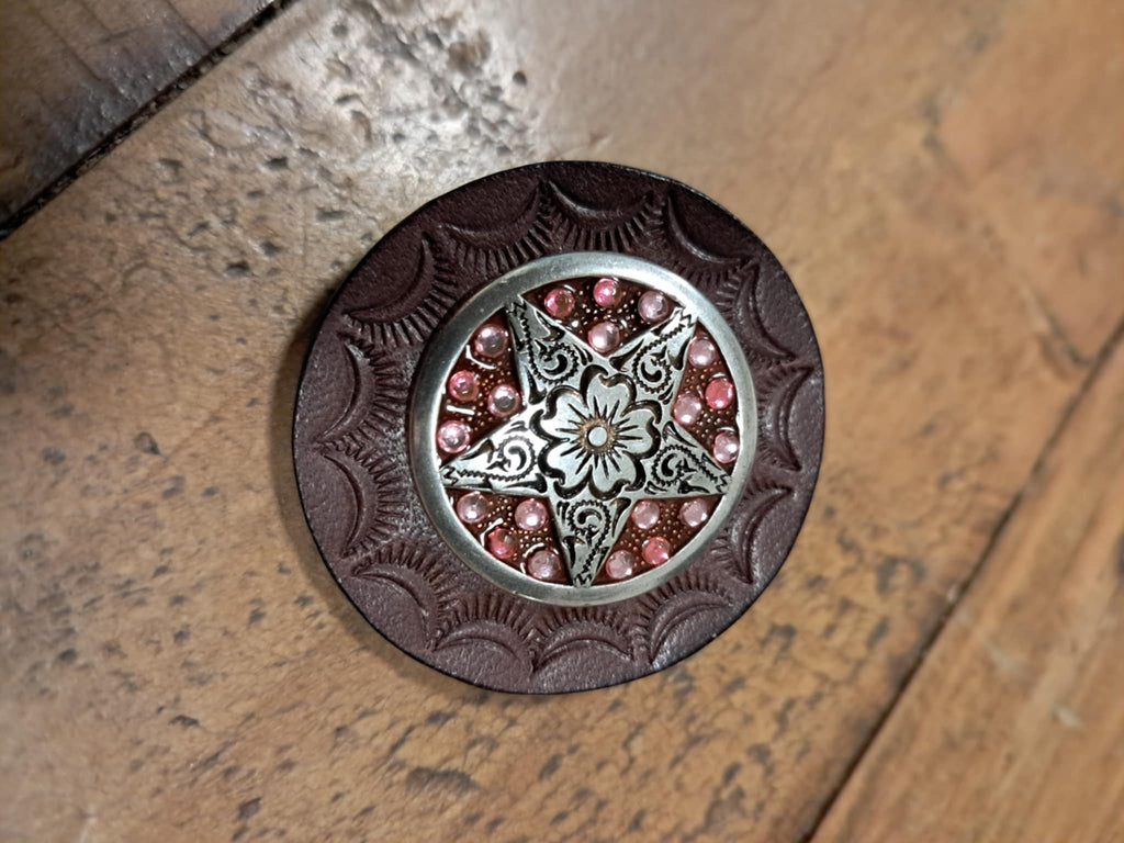 Concho & leather hair band