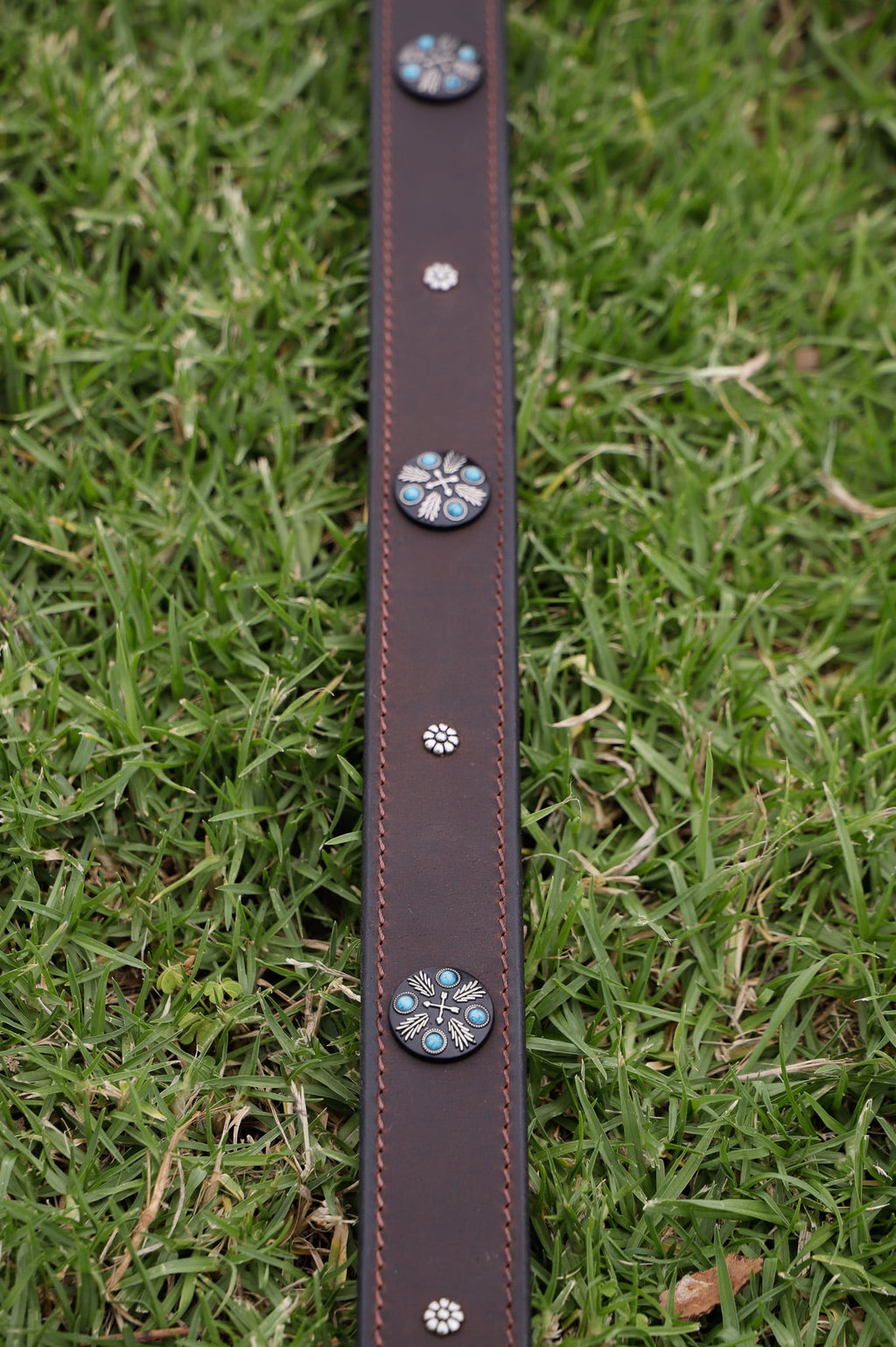 WAXED BUFFALO AND CONCHO BELT