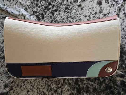 CREAM WOOL FELT SADDLE PAD : 13mm : CONTOURED SPINE