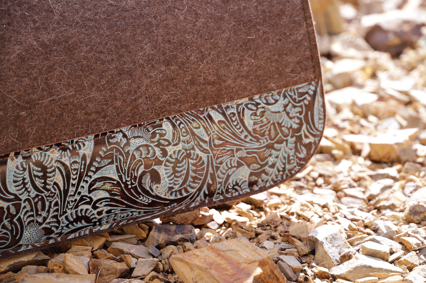 Wool felt and Western Floral leather (dark, tan, blueberry or turquoise!)