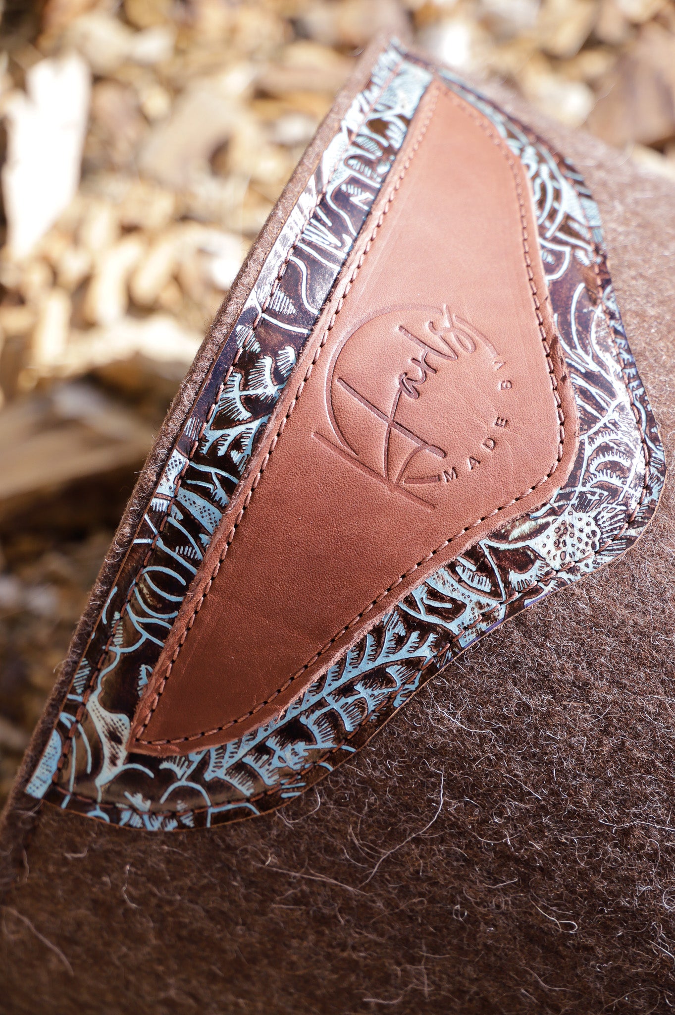 Wool felt and Western Floral leather (dark, tan, blueberry or turquoise!)