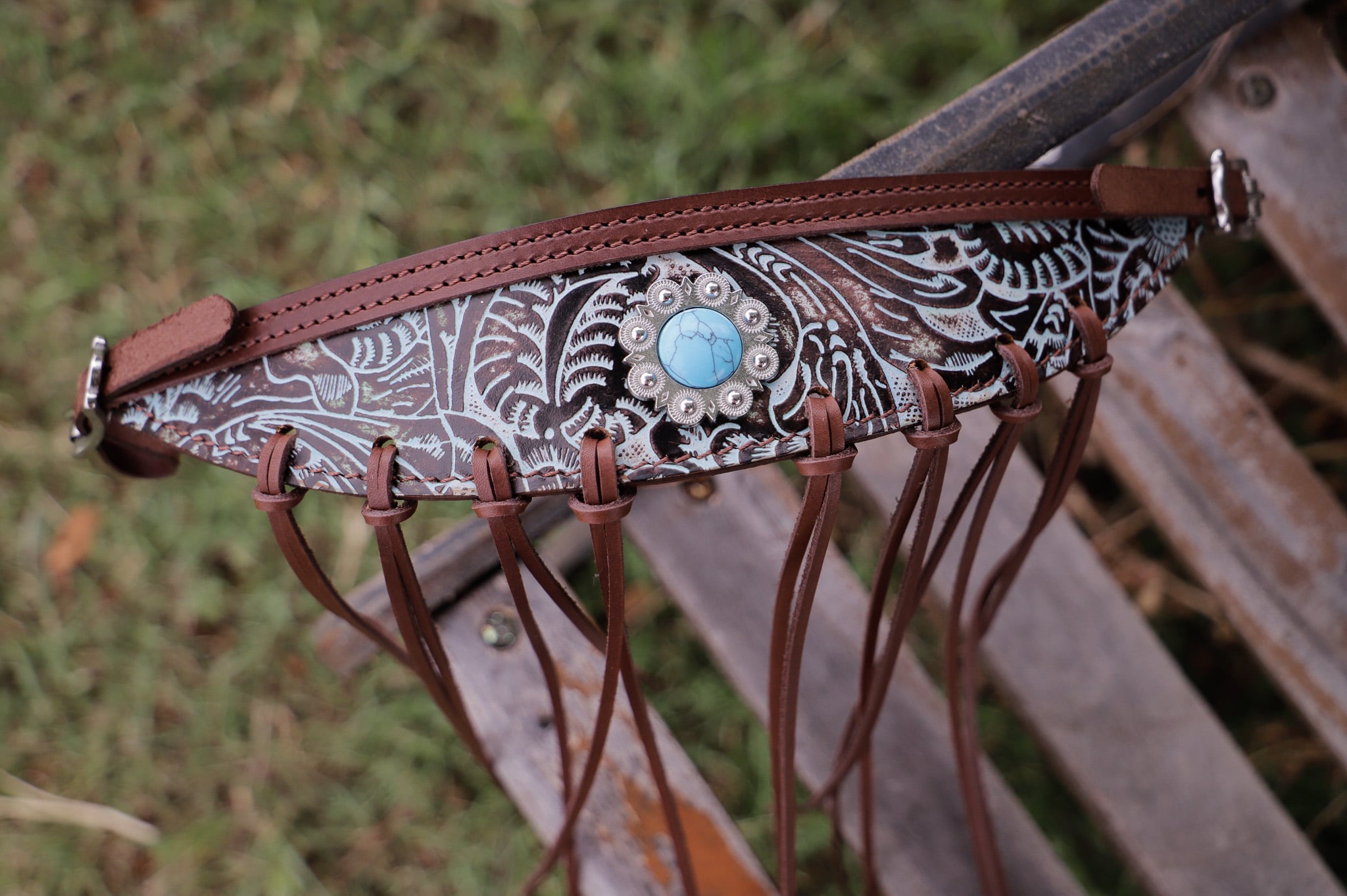 WESTERN FLORAL FLY VEIL - Turquoise