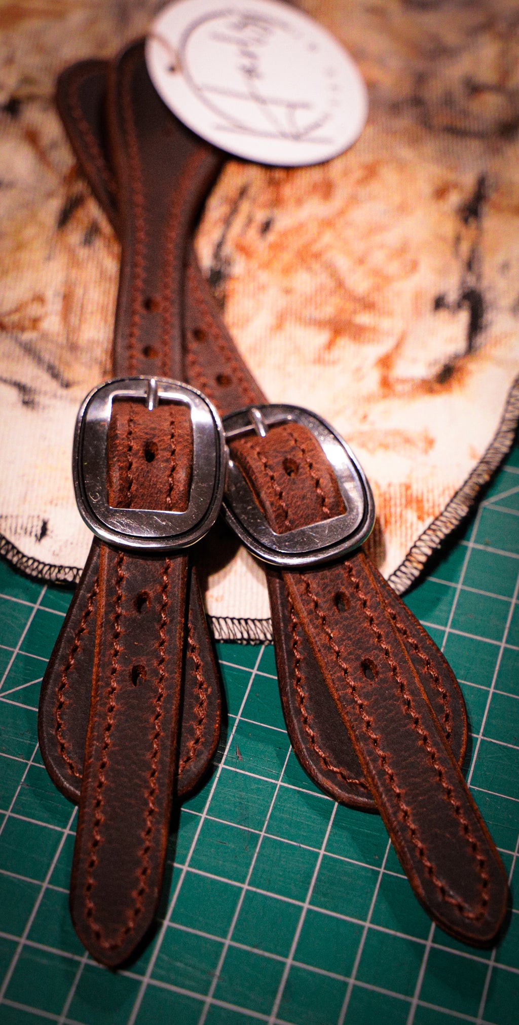 Waxed buffalo spur straps - 2 styles