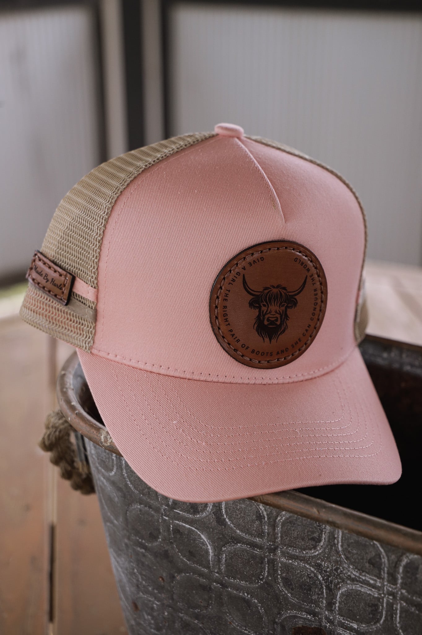 BLUSH PINK PONYTAIL CAP - Give a girl the right pair of boots...