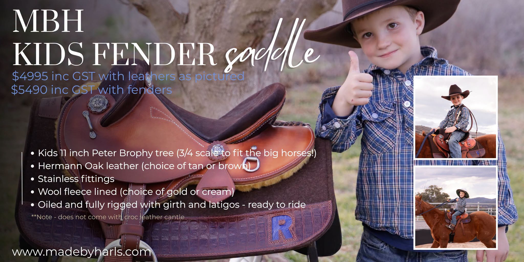 Kids 3/4 scale 11 inch Fender saddle deposit