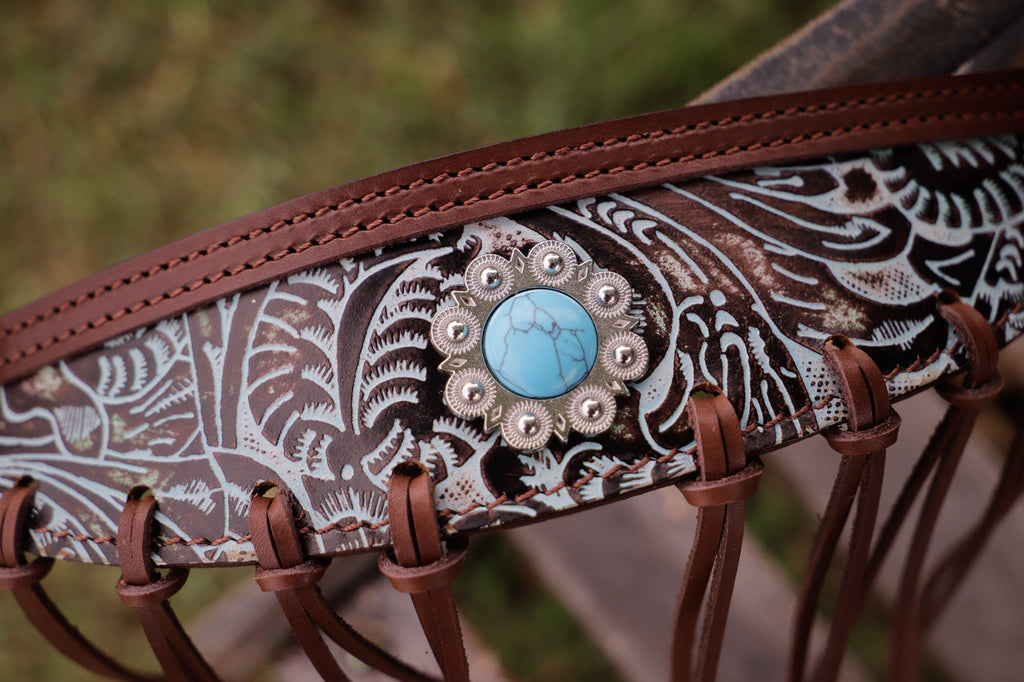 WESTERN FLORAL FLY VEIL - Turquoise