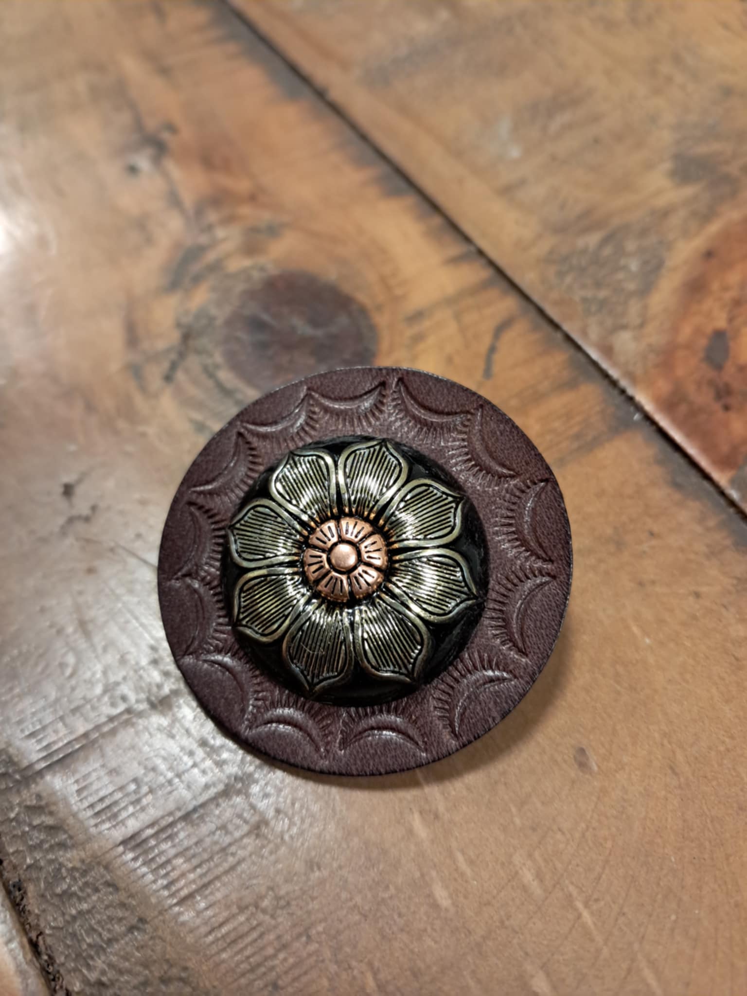 Concho & leather hair band