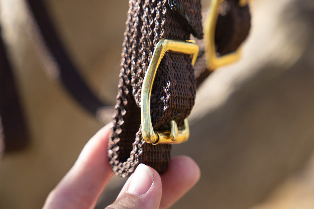 Quick Change Webbing Work Bridle and bit hobbles