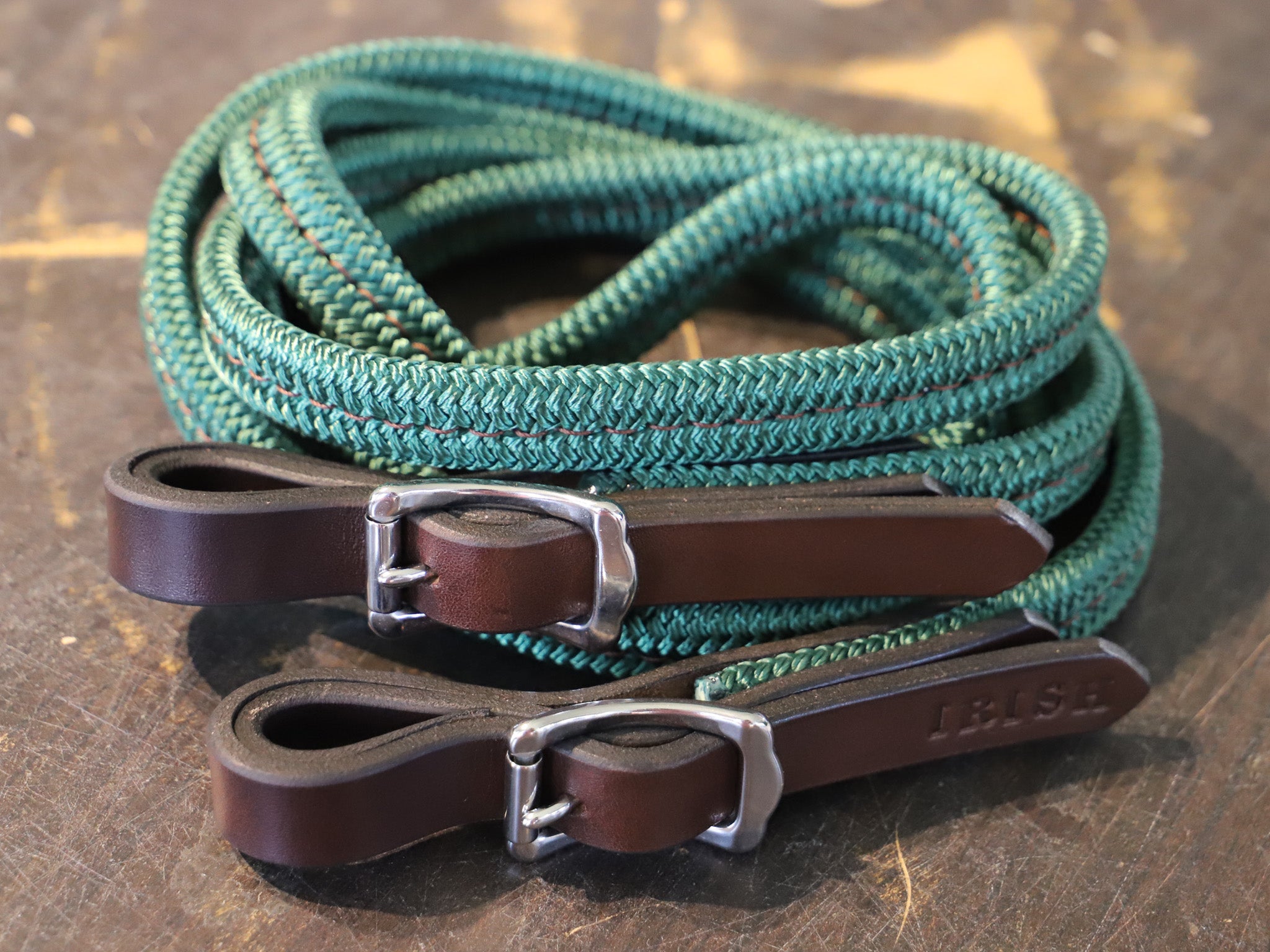 Flat sewn rope reins - QUICK CHANGE BUCKLES OR WATER LOOPS AND TIES