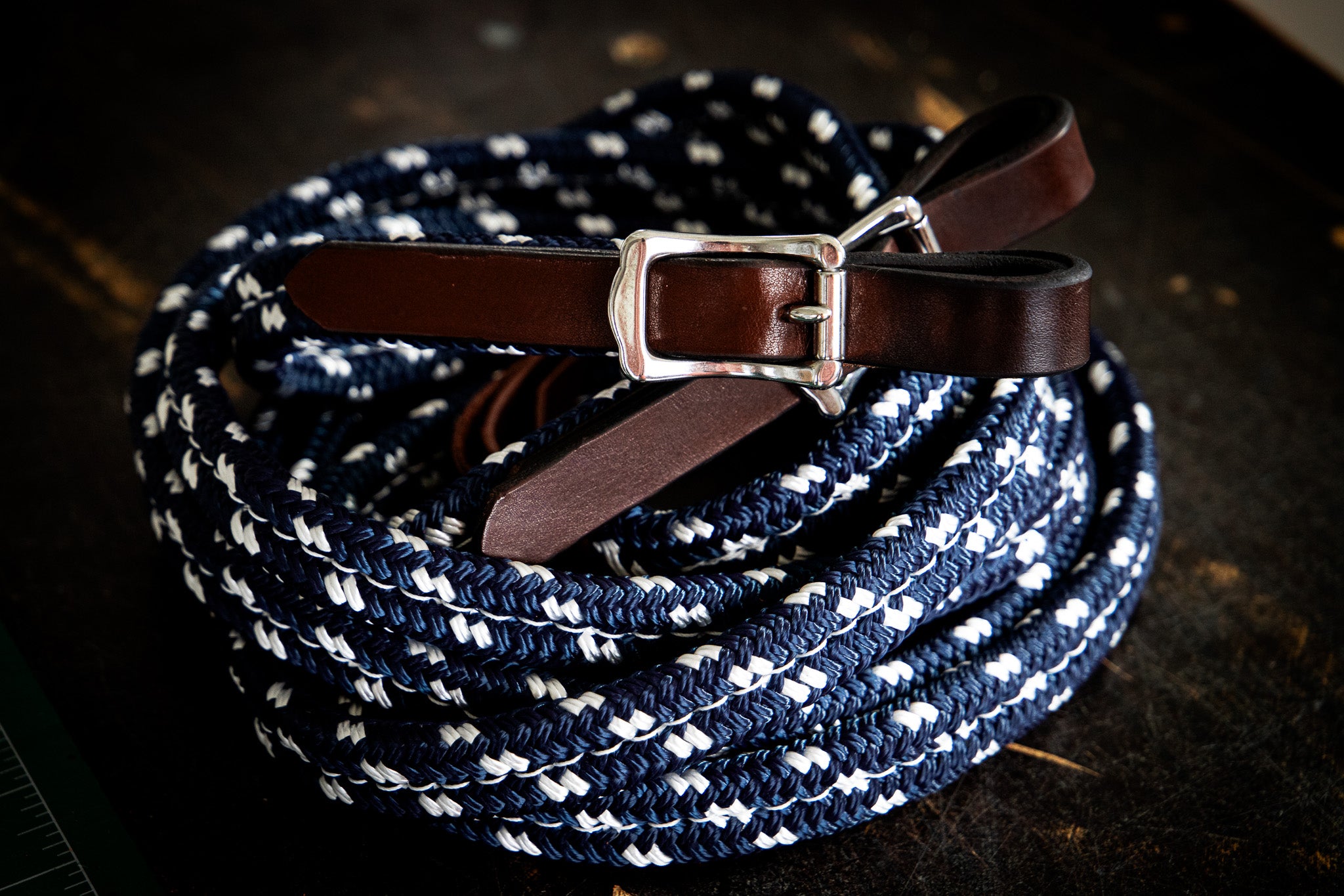 Flat sewn rope reins - QUICK CHANGE BUCKLES OR WATER LOOPS AND TIES