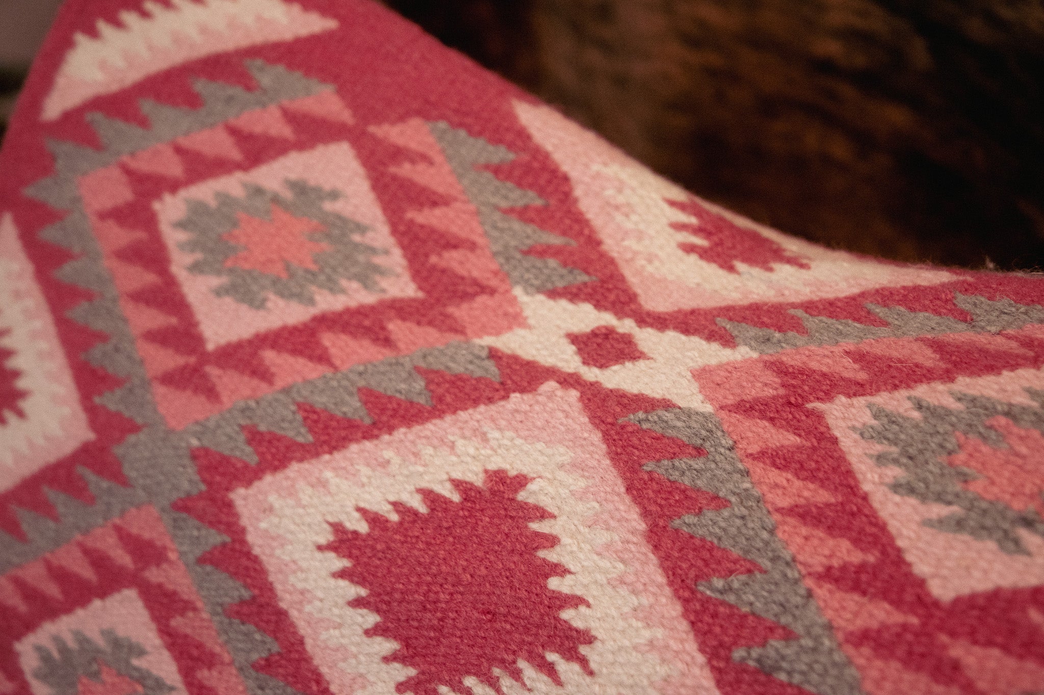 Minimalist blanket pad - Pinks with croc embossed leather