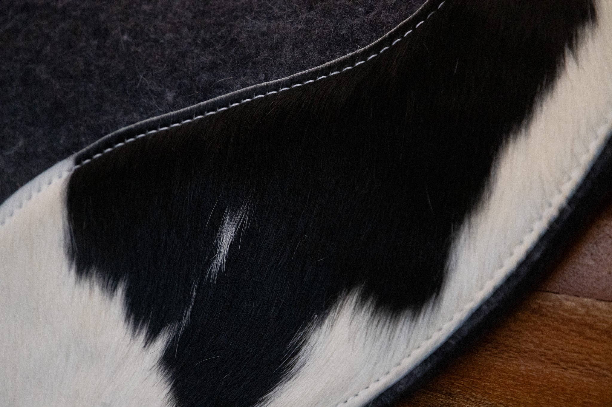 Hair on hide cutout pad - grey marle wool felt