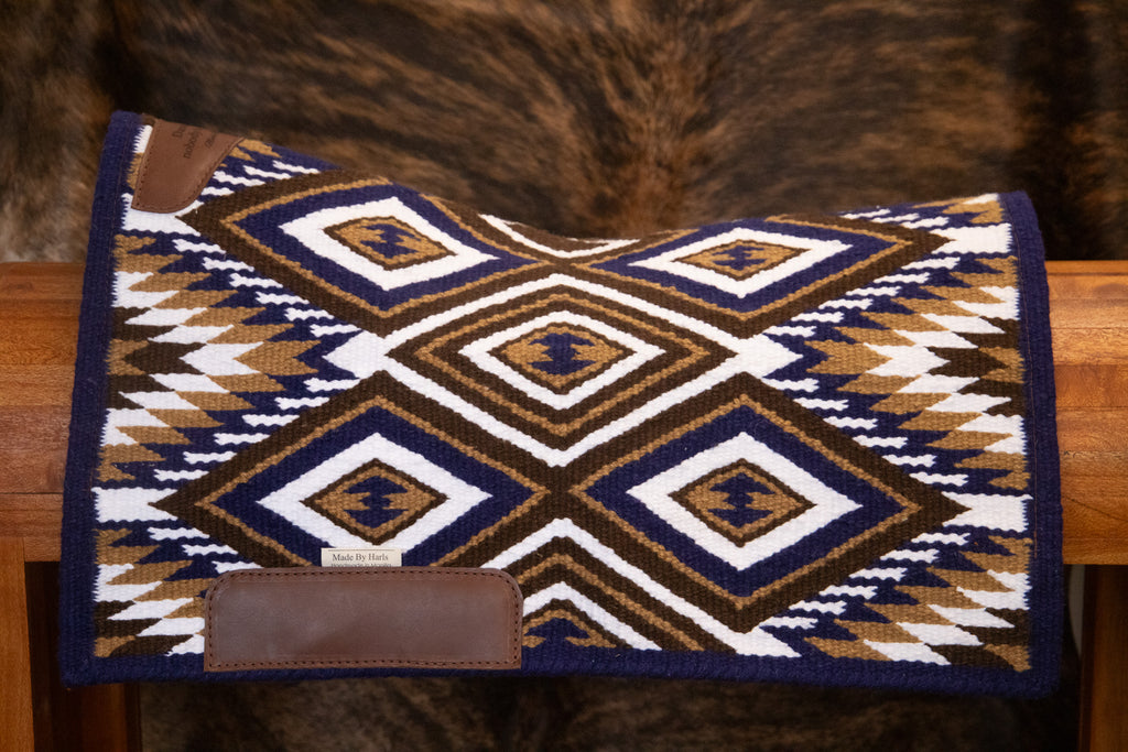 Minimalist blanket pad - Indigo blue/tan/brown/white - "Dance like nobody's watching."