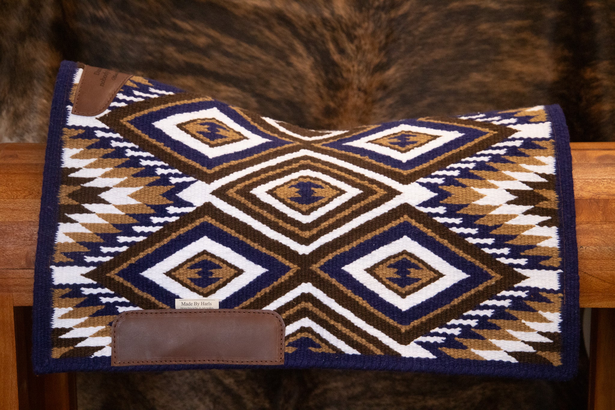 Minimalist blanket pad - Indigo blue/tan/brown/white - "Dance like nobody's watching."