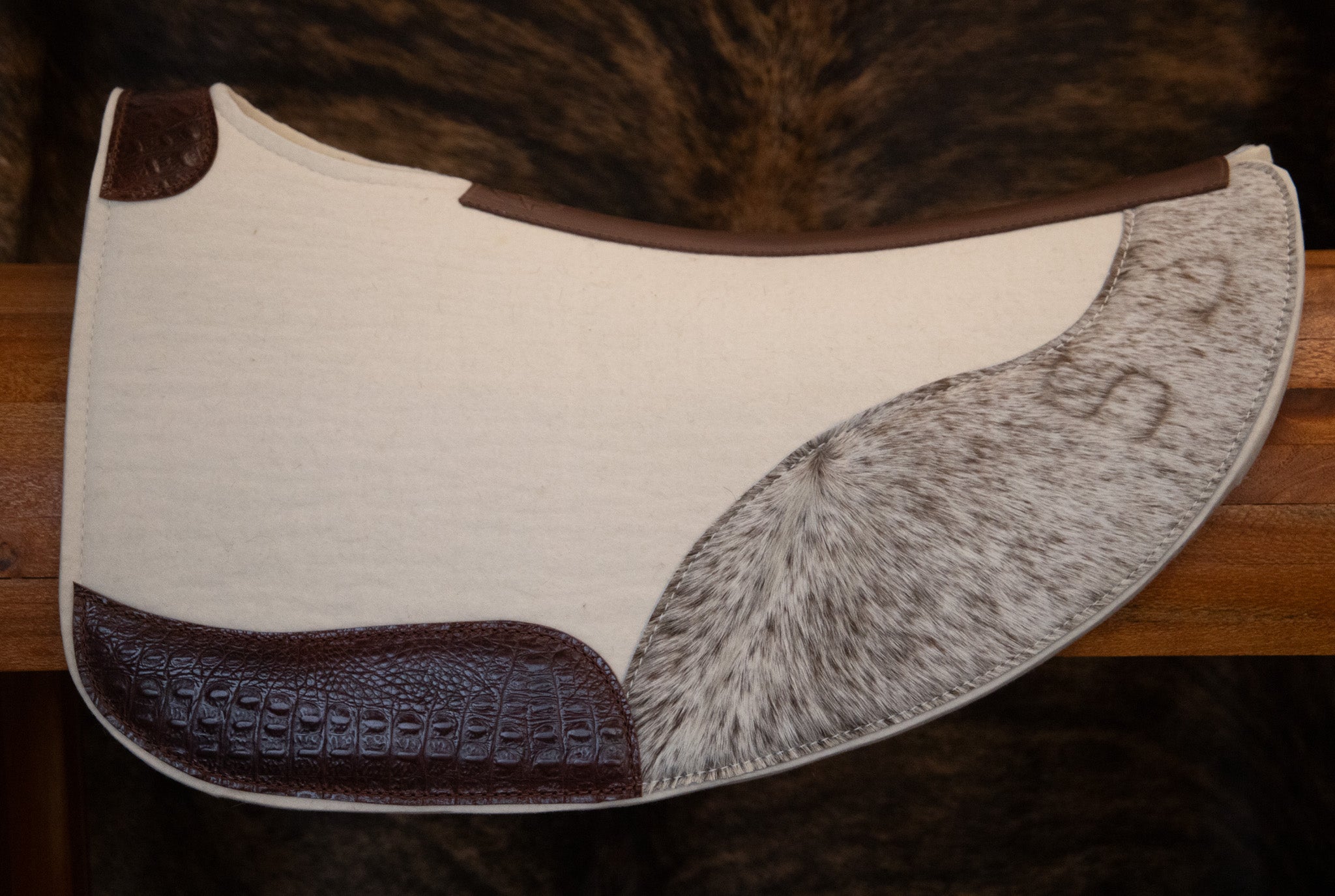 Hair on hide cutout pad - cream wool felt