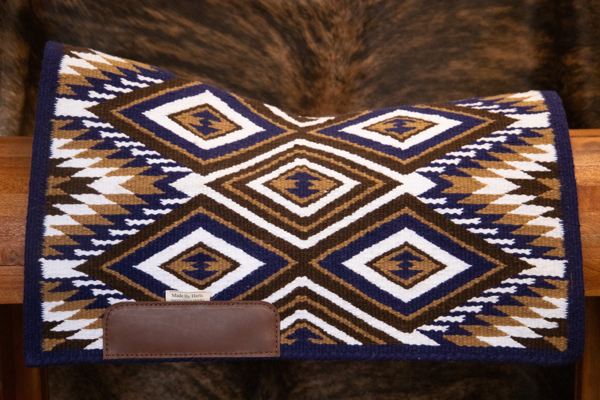THICK Minimalist blanket pad - Indigo blue/tan/brown/white