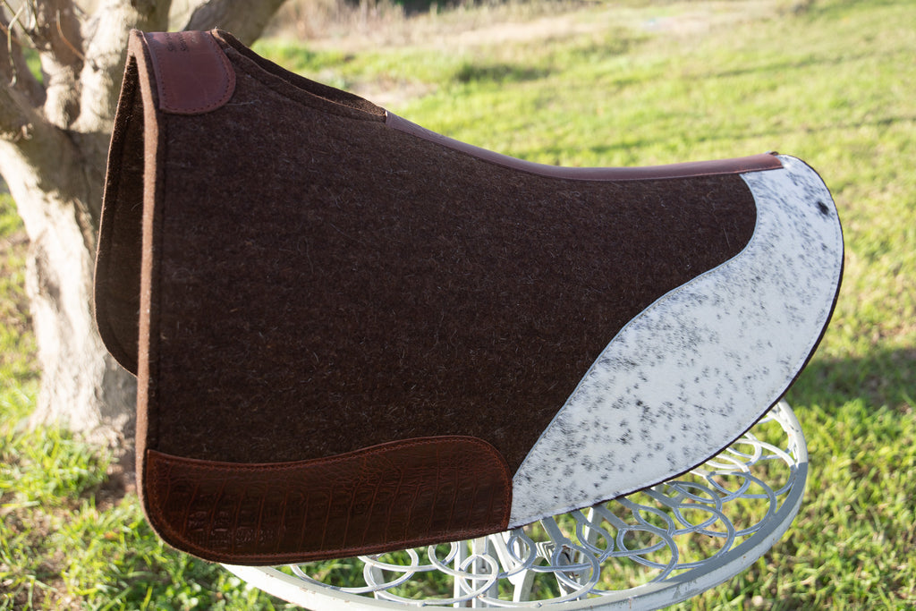 Hair on hide cutout pad - white/black fleck/healed scars