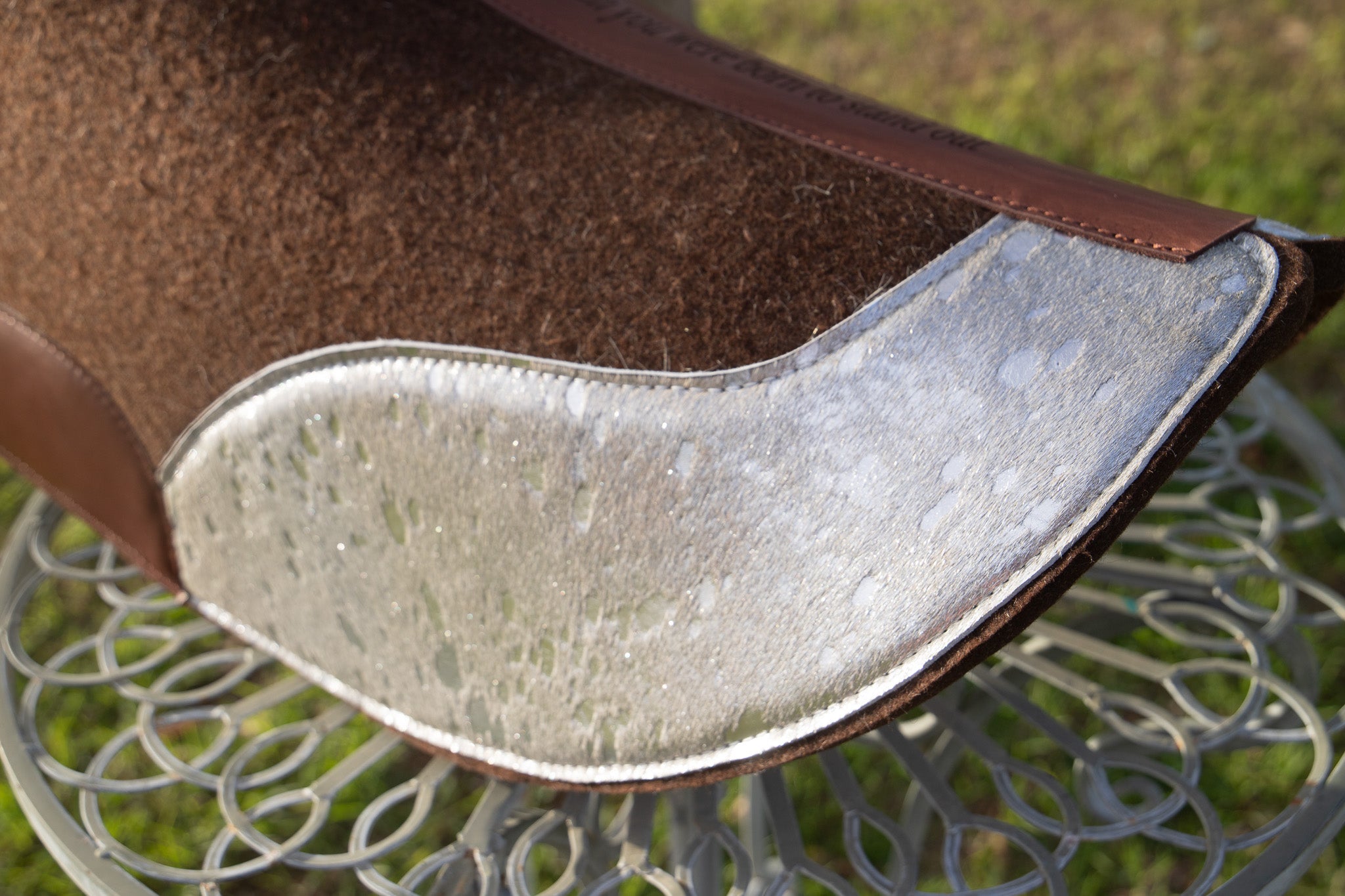 Hair on hide cutout pad - Metallic silver