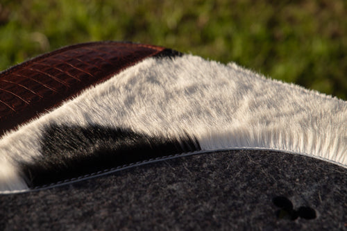 28 x 28 square hair on hide - White/black medium/long hair