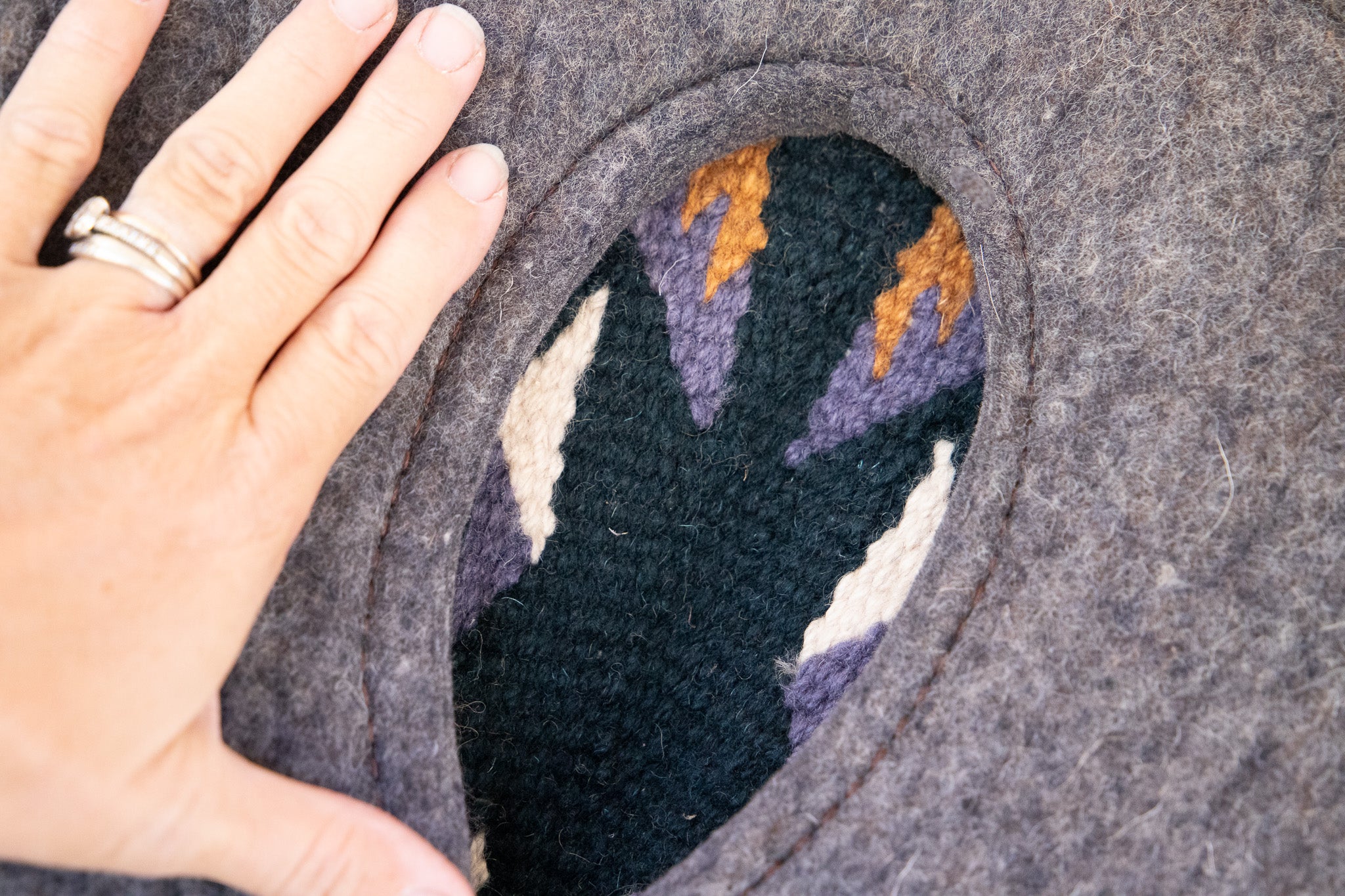 The Minimalist Handwoven NZ wool, felt lined blanket pad - Dusk 29.5 inch spine