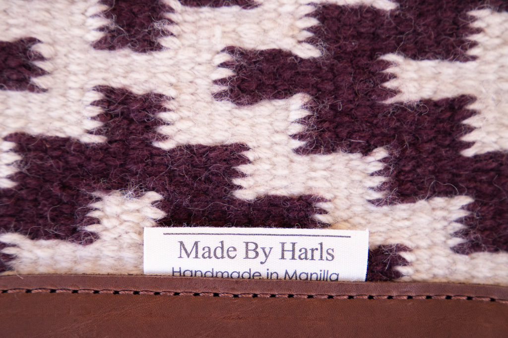 The Minimalist Handwoven NZ blanket pad - Burgundy/Cream Ready made