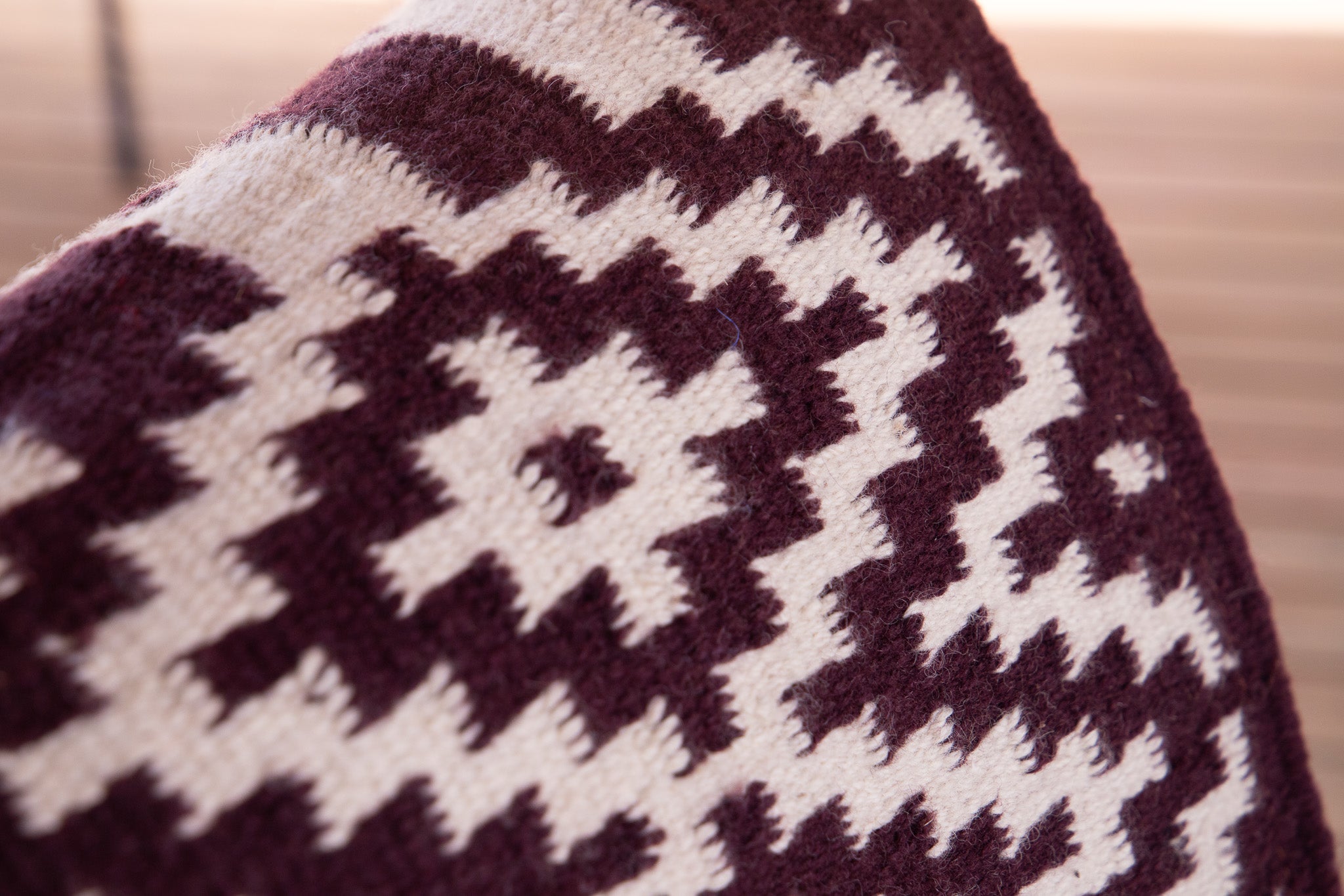 The Minimalist Handwoven NZ blanket pad - Burgundy/Cream Ready made