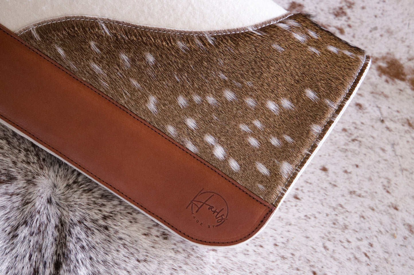 Deer - hair on hide saddle pad - 13mm felt (cream, grey or chocolate marle)