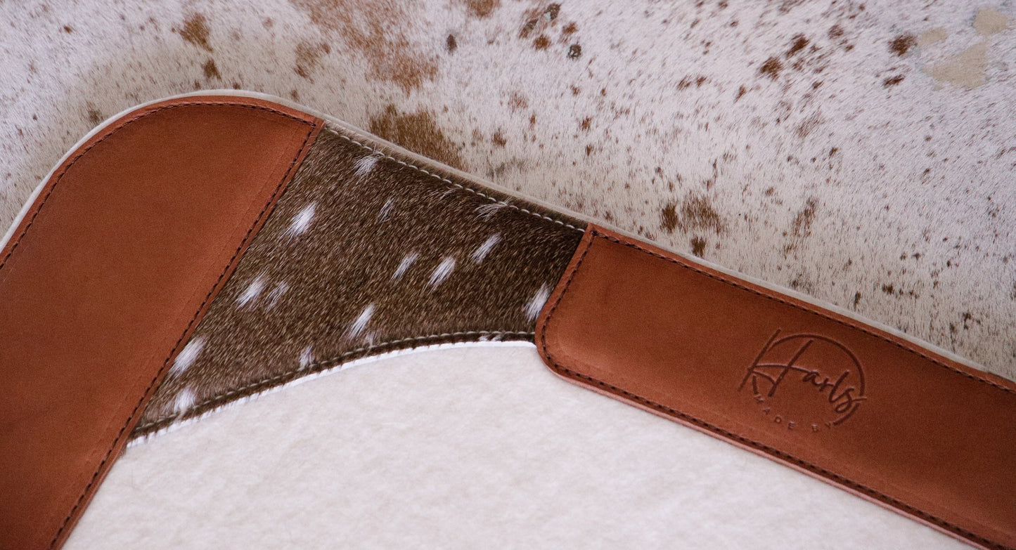 Deer - hair on hide saddle pad - 13mm felt (cream, grey or chocolate marle)