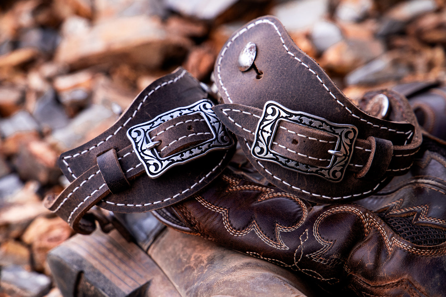 Waxed buffalo spur straps